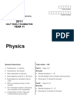 Year 11 Physics HY 2011