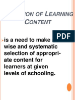 sELECTION OF lEARNING cONTENT