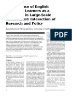 Performance of English Language Learners As A Subgroup in Large-Scale Assessment: Interaction of Research and Policy