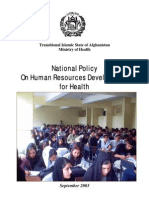 Afghanistan Public Health Policy On Human Resources