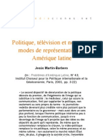 Politique, Télévision Et Nouveaux Modes de Représentation en Amérique Latine