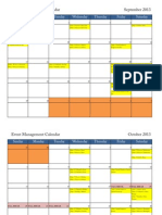 Event Management Calendar September 2013: Saturday Sunday Monday Tuesday Wednesday Thursday Friday