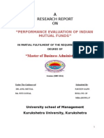 Research Report On Performance Evaluation of Indian Mutual Funds