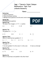 Yr 10.1 Coordinate Geometry Test