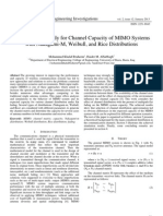 A Comparison Study For Channel Capacity of MIMO Systems With Nakagami-M, Weibull, and Rice Distributions