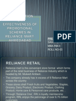 Effectivness of Promotional Schemes in Reliance Mart