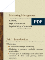 Marketing Management: Randy, Dept. of Commerce, Loyola College, Chennai-34