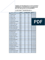 Centurion University of Technology & Management School of Engineering & Technology, Paralakhemundi Department of Mechanical Engineering Roll List For 3 Semester Sec-A