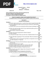 Sample Paper - 2010 Class - X Subject - PHYSICS Marks: 80 Time: 1.5hr