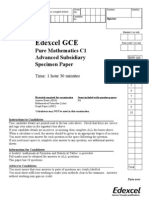 Edexcel GCE MATHEMATICS CORE C1 To C4 Specimen QP + MS