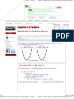 Standard and Vertex Form of The Equation of Parabola and How It Relates To A Parabola's Graph