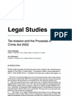 Tax Evasion and The Proceeds of Crime Act 2002