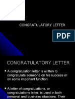 Report - Congratulatory Letter