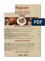 Sapore Ristorante Italiano Menu