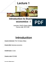 Introduction To Business Economics - I: Instructor: Prof - Dr.Qaisar Abbas Course Code: ECO 400