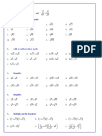 Worksheet On Surds