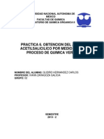 Practica 6. Obtencion Del Acido Acetilsalicilico Por Medio de Un Proceso de Quimica Verde