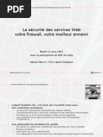 La Sécurité Des Services Web Votre Firewall, Votre Meilleur Ennemi