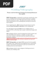 KMK Wedding Videography Package Pricing