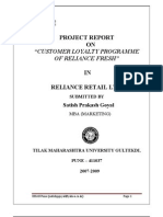 Project Report of "Customer Loyalty Programme of Reliace Fresh