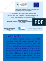 La Reforme Du Systeme Financier Marocain Un Facteur de Convergence Avec Les Normes Europeennes