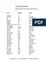 Metric and US Conversion Formulas