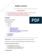 Forecasting Summary Notes