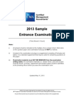 CMA 2013 SampleEntranceExam Revised May 15 2013