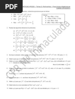 Boletín Tema 2 - Polinomios - Fracciones Algebraicas - 4º ESO