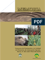 BVCI0000808 - Memoria Del Concurso de Premiación A La Calidad en Proyectos de Innovación Agraria. Fondo de Premiación Moray