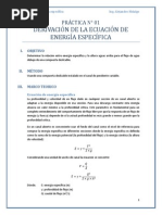 Práctica 1 - Derivación de La Ecuación de Energía Específica