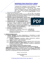 Tabela de Honorarios para Projetos e Obras