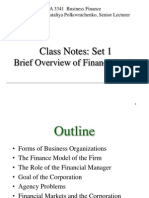 Class Notes: Set 1: Brief Overview of Finance Basics