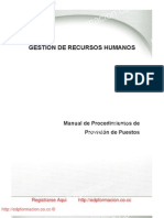 GESTIÓN DE RECURSOS HUMANOS, Manual de Procedimientos de Provisión de Puestos