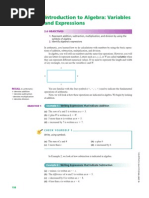 Introduction To Algebra: Variables and Expressions: 2.6 Objectives