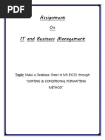 Assignment: Topic: Make A Database Sheet in MS EXCEL Through