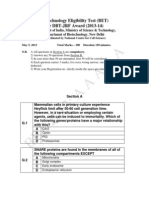 DBT BET Question Paper With 2013 Answer Key