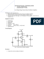 Experiment Name - Study of Single Stage Current Series Feedback Amplifier