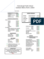 Canteen Menu Term 1 2014