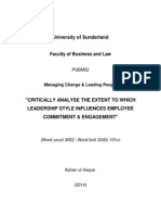 Critically Analyse The Extent To Which Leadership Style Influences Employee Commitment & Engagement