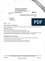 Additional Mathematics 2002 November Paper 1