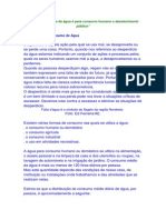 O Uso Mais Nobre Da Água É para Consumo Humano e Abastecimento Público