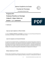 Programa. Problemas Filosóficos en Psicología