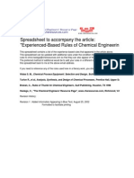 Experienced Based Rules of Chemical Engineering