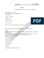 Section B Q11. Find The Value(s) of K So That The Quadratic Equation X Solution