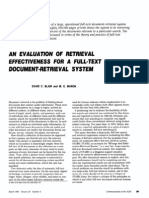 Blair and Maron - 1985 - An Evaluation of Retrieval Effectiveness For A Full-Text Document-Retrieval System