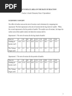 Effect of Surface Area On The Rate of Reaction