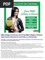 MBA Colleges in Chennai, List of Top MBA Colleges in Chennai