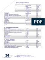 Carbohydrate Content List: 1. Bread Products Portion Size