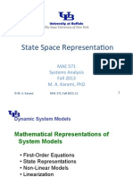 State Space Representa On: Mae 571 Systems Analysis Fall 2013 M. A. Karami, PHD